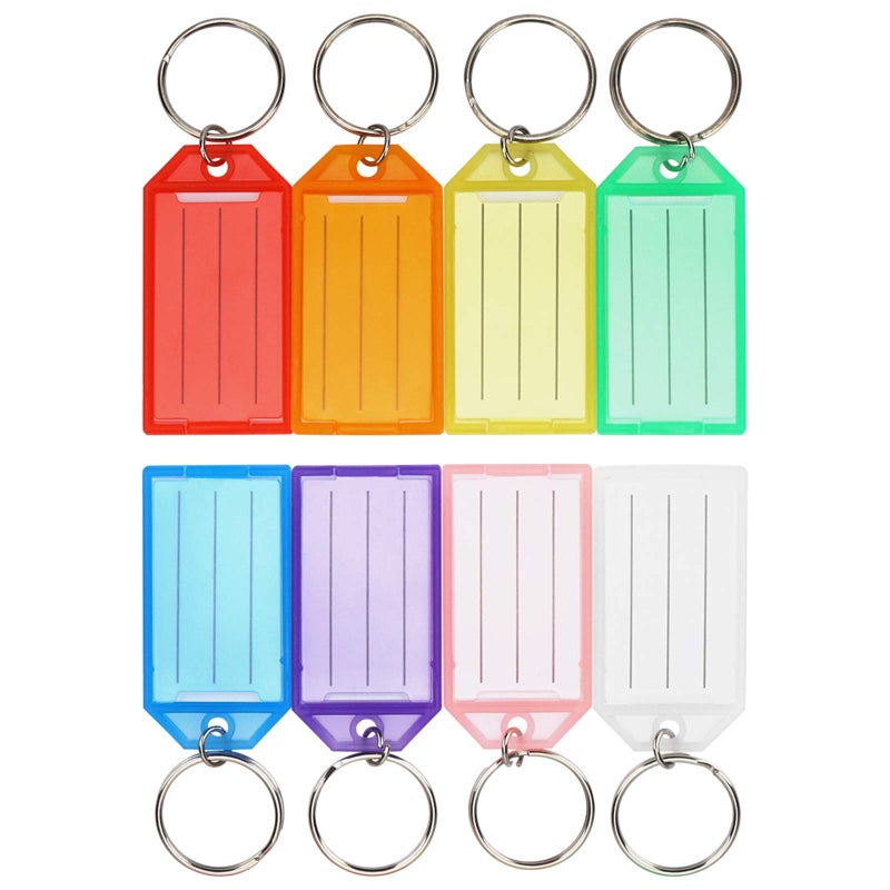 Cuttte 16 Pack Plastic Key Tags, Key Labels with Ring and Label Window, 8 Colors - Image 1